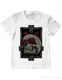 Tricou ADLER copil Skullcross Alb