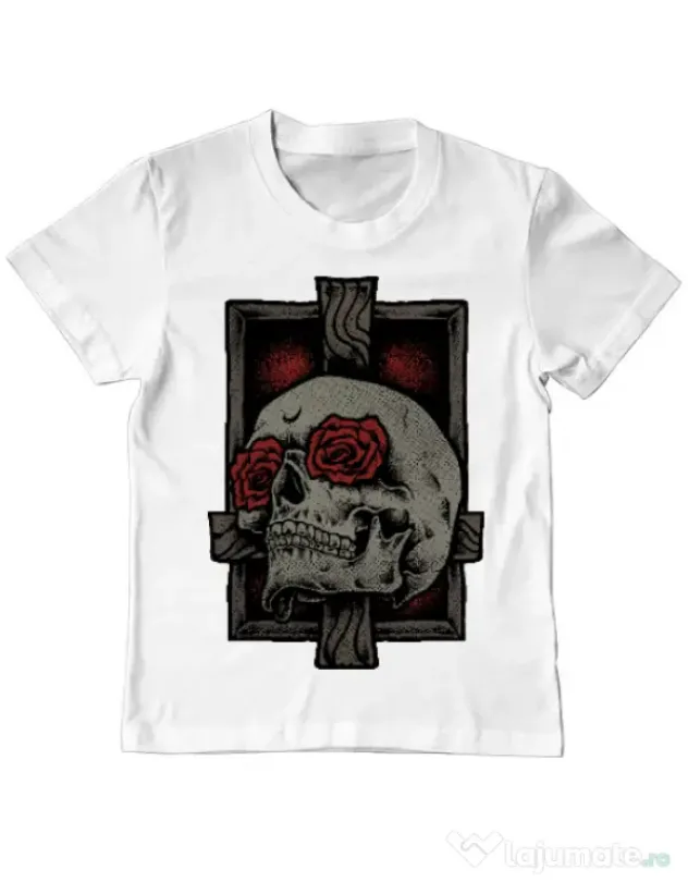 Tricou ADLER copil Skullcross Alb