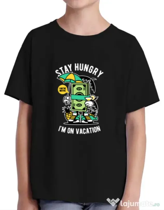 Tricou ADLER copil Stay Hungry Negru