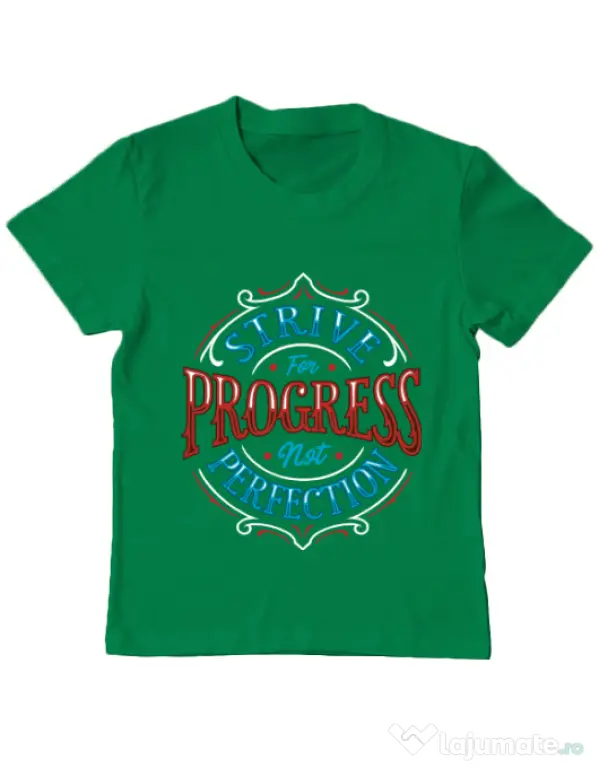 Tricou ADLER copil Strive For Progress Not Perfection Verde mediu