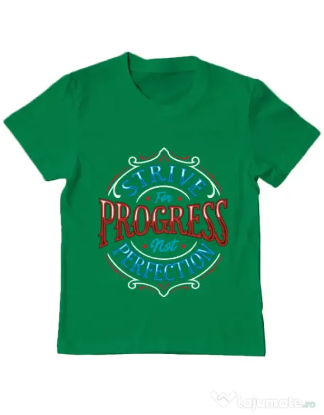 Tricou ADLER copil Strive For Progress Not Perfection Verde mediu
