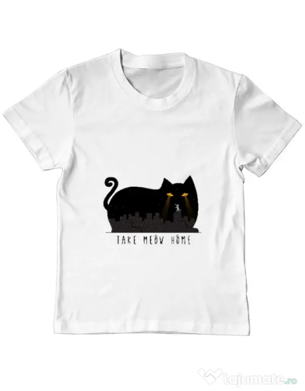 Tricou ADLER copil Take Meow Home Alb