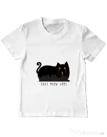 Tricou ADLER copil Take Meow Home Alb