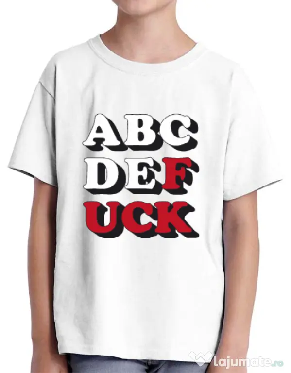 Tricou ADLER copil The alphabet Alb