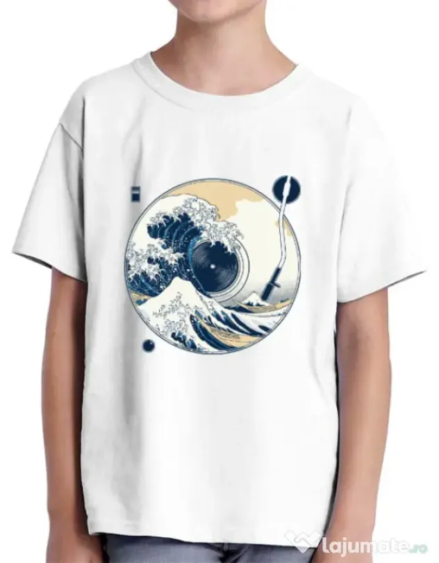 Tricou ADLER copil The Great Wave off Sound Alb