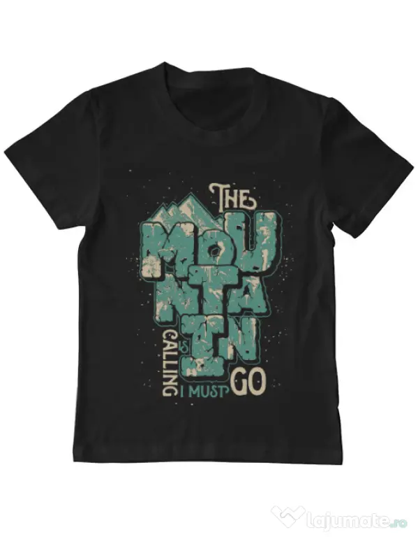 Tricou ADLER copil The mountain is calling, I must go! Negru