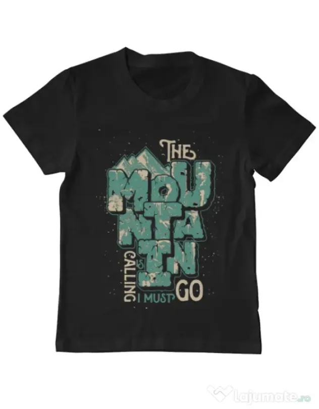 Tricou ADLER copil The mountain is calling, I must go! Negru