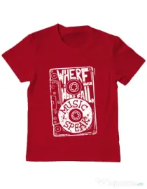 Tricou ADLER copil Where words fail, music speaks Rosu