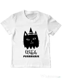 Tricou ADLER copil Witch Purrrlease Alb