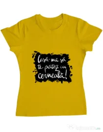 Tricou ADLER dama Te patez cu cerneala Galben