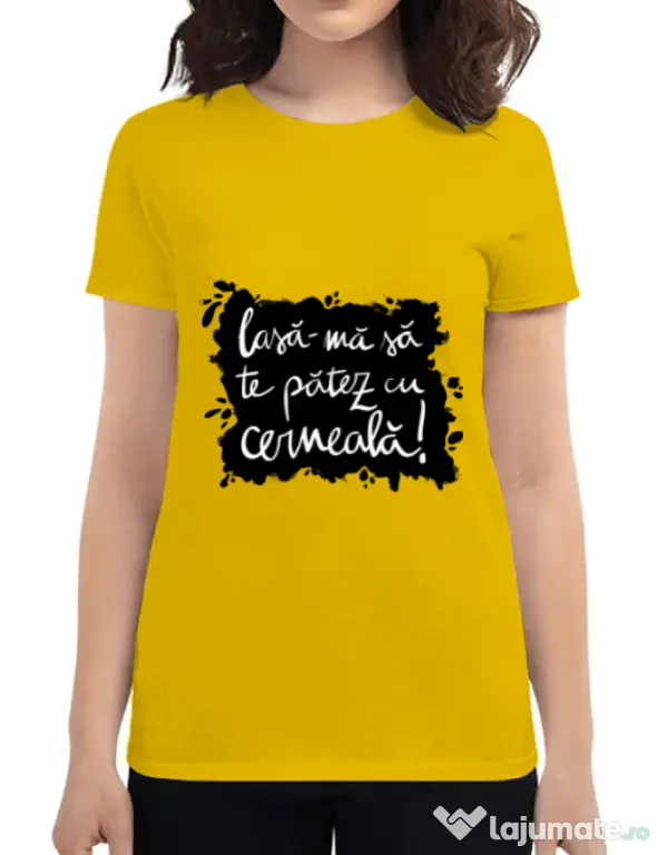 Tricou ADLER dama Te patez cu cerneala Galben