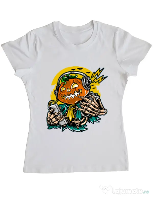 Tricou ADLER dama Pumpkin Music Alb