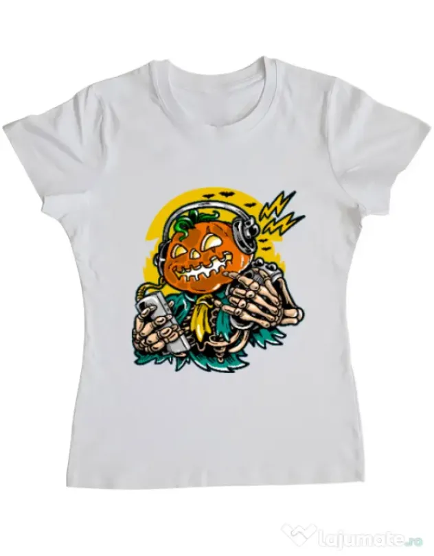 Tricou ADLER dama Pumpkin Music Alb