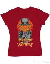 Tricou ADLER dama I want you to halloween Rosu 