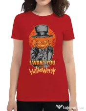 Tricou ADLER dama I want you to halloween Rosu 