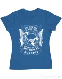 Tricou ADLER dama The best men are born as Scorpio Albastru azuriu