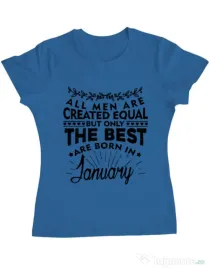 Tricou ADLER dama The best men are born in January Albastru azuriu