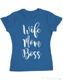 Tricou ADLER dama Wife mom boss Albastru azuriu