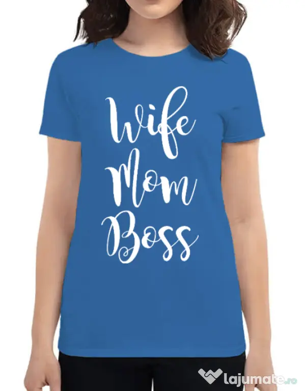 Tricou ADLER dama Wife mom boss Albastru azuriu