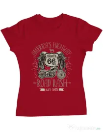 Tricou ADLER dama Highway 66 Rosu