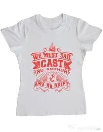 Tricou ADLER dama Cast no anchor Alb