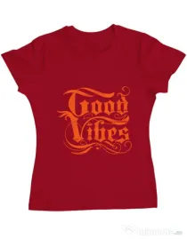 Tricou ADLER dama Good vibes Rosu
