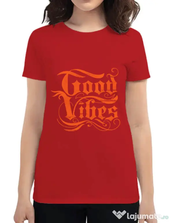 Tricou ADLER dama Good vibes Rosu