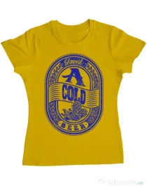 Tricou ADLER dama I need beer Galben