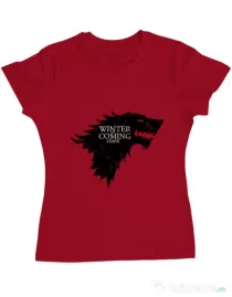 Tricou ADLER dama Winter is coming Stark Rosu
