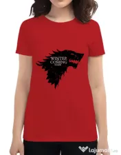 Tricou ADLER dama Winter is coming Stark Rosu 