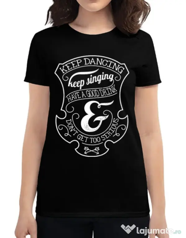 Tricou ADLER dama Keep dancing Negru