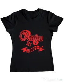 Tricou ADLER dama Rules are for fools Negru