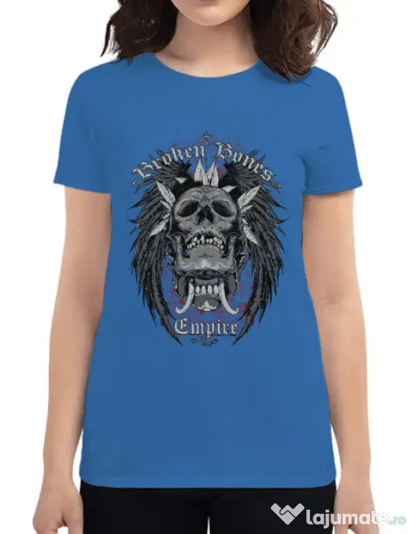 Tricou ADLER dama Broken Bones Empire Albastru azuriu