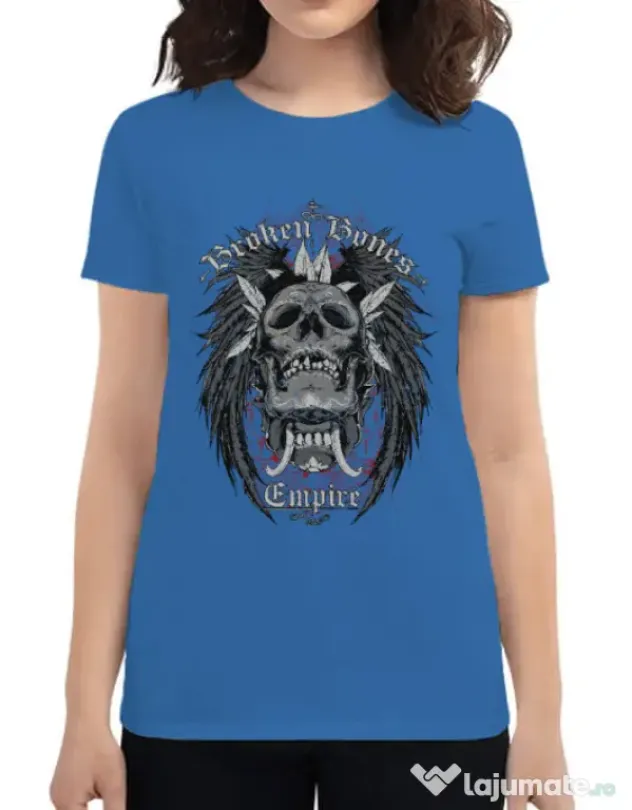 Tricou ADLER dama Broken Bones Empire Albastru azuriu