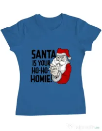 Tricou ADLER dama Santa is your homie Albastru azuriu