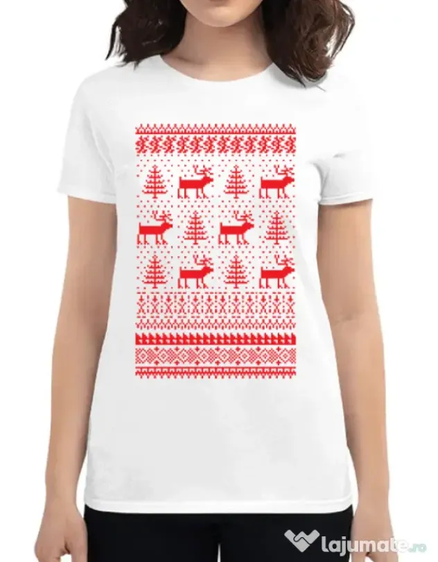 Tricou ADLER dama Reindeers Alb