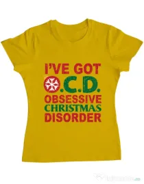 Tricou ADLER dama Obsessive Christmas Disorder Galben