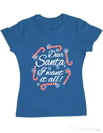 Tricou ADLER dama Dear santa Albastru azuriu