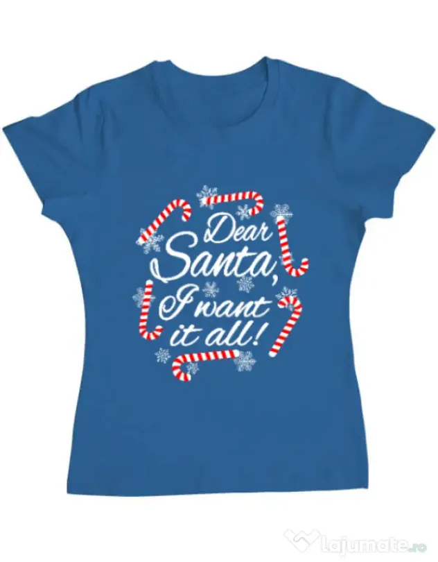 Tricou ADLER dama Dear santa Albastru azuriu