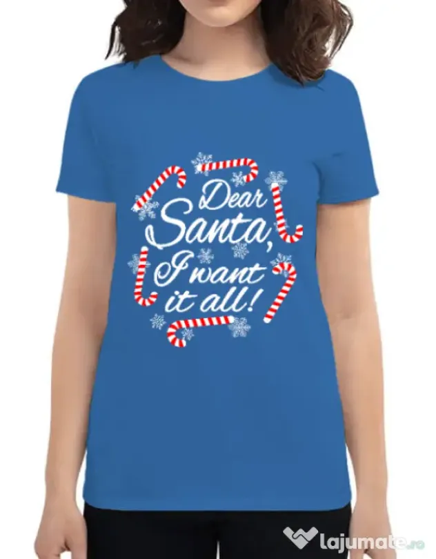Tricou ADLER dama Dear santa Albastru azuriu