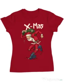 Tricou ADLER dama Santa Skank Kid Rosu