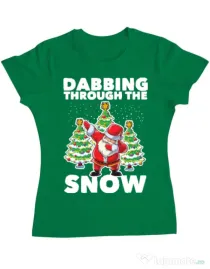 Tricou ADLER dama Dabbing Santa Verde mediu