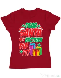 Tricou ADLER dama My brother did it Rosu