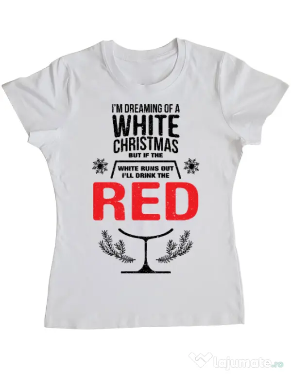 Tricou ADLER dama White Christmas Alb
