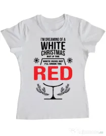 Tricou ADLER dama White Christmas Alb