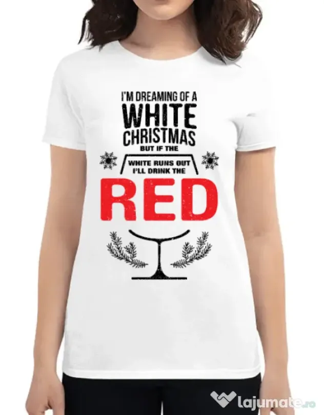 Tricou ADLER dama White Christmas Alb