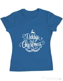 Tricou ADLER dama Merry Christmas Albastru azuriu