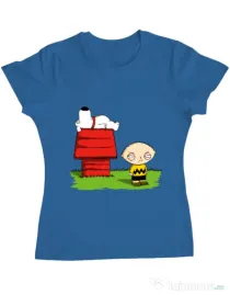 Tricou ADLER dama Stewie and Snoopy Albastru azuriu