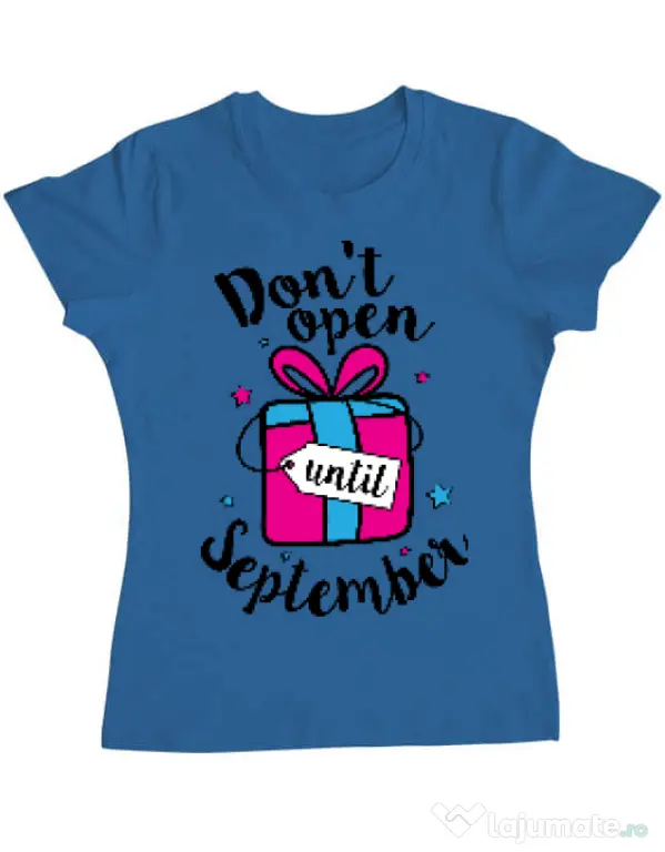 Tricou ADLER dama Dont open until September Albastru azuriu