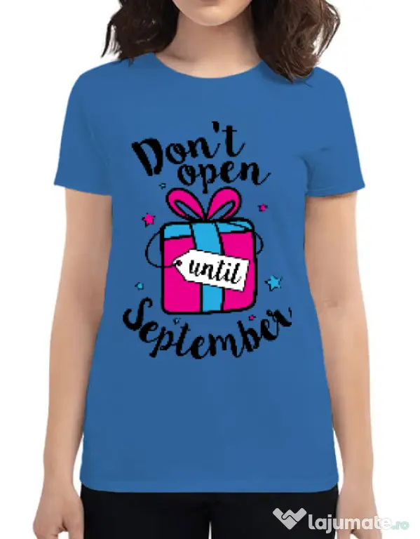 Tricou ADLER dama Dont open until September Albastru azuriu